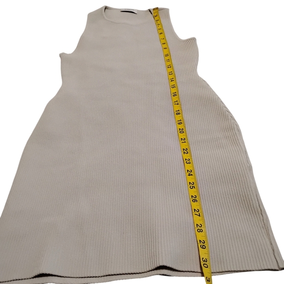 Babaton Aritzia | Beige Sculpt Rib Knit Racer Racerback Mini Dress | NWOT | SM - Picture 7 of 12